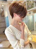 ショート×ハイライト白髪ぼかし×マチルダボブ[心斎橋]