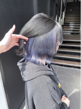 ロンド レア 天神大名店(Lond Le’a) 天神大名ダブルカラーケアブリーチインナーカラーネイビーブルー