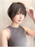 say.重政　丸みショートボブ　縮毛矯正前髪ありショート髪質改善