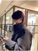 ほんのりダークパープルカラー韓国センターパート