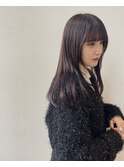 こっくりラベンダーブラウン／フルバングのロングヘア