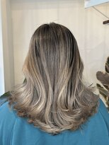 ピークスヘア(peaks hair) エアタッチバレイヤージュハイライト白髪ぼかしグレージュ堀江