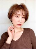 ふんわりショート透明感ブラウンカラー小顔ナチュラルp上尾
