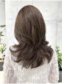 大人のレイヤースタイル　時短　ココアベージュ