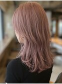 ピンクベージュ◎ミディアムハイトーンウルフレイヤ越谷