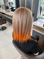アース オーセンティック 草津エイスクエア店(EARTH Authentic) オレンジ裾カラー×ストレートミディアム