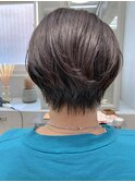 丸みショート、グレージュ、マニッシュショート