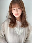 王道ロング　ペールベージュ　シースルーバング