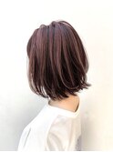 ピンクラベンダーベージュ ハイライト 大人可愛いボブ  K10-05