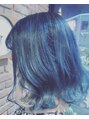 オーブ ヘアー ルアナ 広島横川店(AUBE HAIR luana) ダブルカラーでBLUE！イヤリングカラーでホワイトブリーチ！