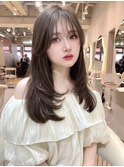 レイヤーカット　大宮　韓国　顔まわり　ショコラベージュ