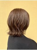 “くびれ感,,レイヤーボブカット×ナチュラルブラウン