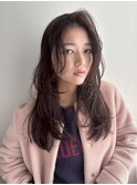 セミロングアンブレラカラーミニウルフデジタルパーマ前髪50代