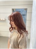 ピンクラベンダーベージュくすみピンクダブルカラー
