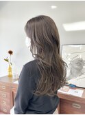 ブリーチなし艶髪アッシュブラウングレージュ秋カラー小顔カット