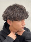渋谷波巻きパーマメンズカットルーズパーマラウンドマッシュヘア