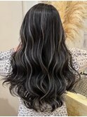 3. 卵型/上品ハイライトウェーブ/白髪ぼかし/黒髪/艶髪
