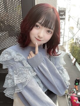 サロンドミルク 原宿(salon de MiLK) 【salon de MiLK 原宿】外ハネウェーブ×チェリーレッド