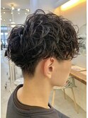 刈り上げスパイラルパーマ無造作パーマメンズヘアマッシュ