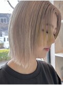 ダブルカラーミルクティーベージュカラーケアブリーチ韓国ボブ