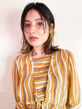 エミス バイ メルト 吉祥寺(emis by melt) 【堀惠】インナーカラーイヤリングカラーイエロー顔周りレイヤー