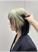 ルーツカラー/ブリーチ/ペールグリーン/ボブ/エンドカラー