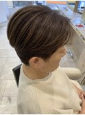 ハイライトカラー30代40代50代丸みショートくびれショートボブ