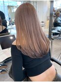 韓国ヘア顔周りレイヤーミルクティーベージュグレージュカラー