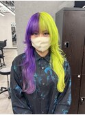 ツインデザインカラー（パープル×ライムグリーン）