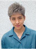 フェザーパーマ/ブルーブラック/刈り上げセンターパート[新宿]