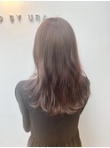 パープルグレージュ_ウォーターフォール毛先パーマ