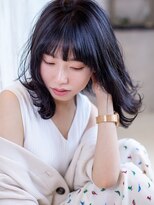 オーストヘアジジ(Aust hair Gigi)&nbsp;【Aust】暗髪でも透明感☆外はねミディアム×ネイビーカラー