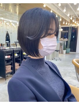 ロンドアジュール 横浜(Lond azur) 黒髪でも可愛い!顔まわり韓国おくれ毛×ボブ【久保田夢美】横浜