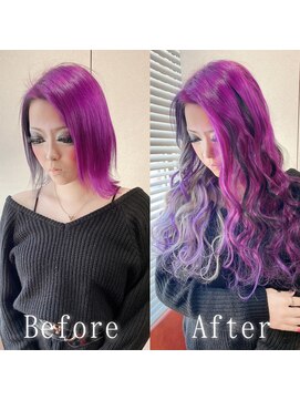 ARビューティー ギンザ(AR Beauty Ginza) パープル×ホワイトシルバー#エクステ#エアリーロング#銀座