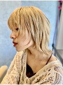 ウルフレイヤー/レイヤーカット/顔まわり/ハイトーン/金髪