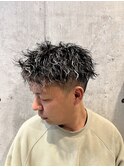 ジェットモヒカン白メッシュツイスパ10代20代メンズハイライト