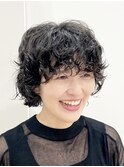【松戸 藤原】大人かわいい ショートボブパーマ黒髪