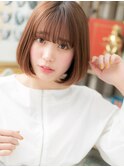 シースルーバング切りっぱなしミディアムボブh4川口20代30代40代