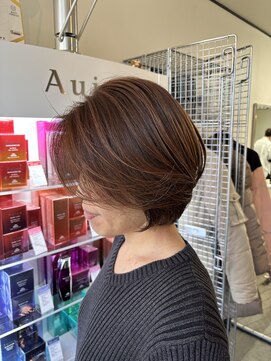 40代50代60代小顔ショートボブナチュラルハイライト