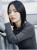 地毛風カラー20代30代40代◎前髪なし小顔外ハネミディアム高崎
