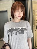 ひし形レイヤーボブハッシュ/顔周り/オリーブベージュ/渋谷