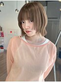☆ヌーディカラー/小顔ヘア/大人ボブ/前下がりレイヤーボブ
