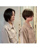 大人綺麗な小顔襟足スッキリショートボブ　30代40代50代