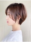 暗めカラーグランマッシュショートボブ