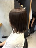 調布レディース外はねボブイルミナカラーショコラブラウン40代