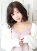 無造作切りっぱなしボブ×春の透明感カラー
