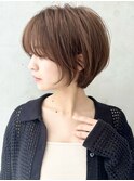 say.ショートボブひし形ショートダークレッドコーラルオレンジ