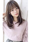 ひし形シルエットミディアムデザインカラー無造作カールボブディ