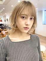 ノラキチジョウジ(NORA KICHIJOJI)&nbsp;小顔デザインミディアムウルフ#ハイライトカラー#オリーブカラー