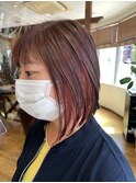 ミディアム　ボブ　インナーカラー